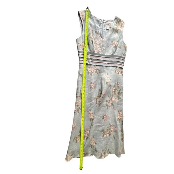 Adrianna Papell Linen Blend Dress 8 Floral V-Neck Resort Coastal Resort Summer - Picture 2 of 9